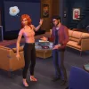 An angry-looking woman dismisses the advances of a man in a small apartment.